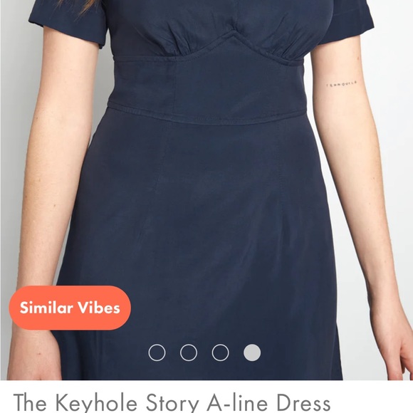 New ModCloth Navy Blue Vintage Inspired Keyhole Dress Women’s size 12 - Picture 2 of 11